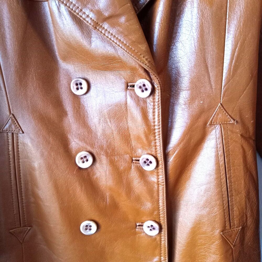 Etienne Aigner Size 10 Vintage Leather Jacket Coat Women's Camel Brown - Picture 6 of 14